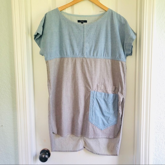 Madewell Tops - Madewell Colorblock Blue Pocket Tunic Shirt